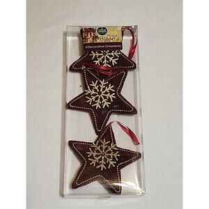 Winter Wonder Lane Festive Bloom Decorative Ornaments Burgundy 5" Star Snowflake